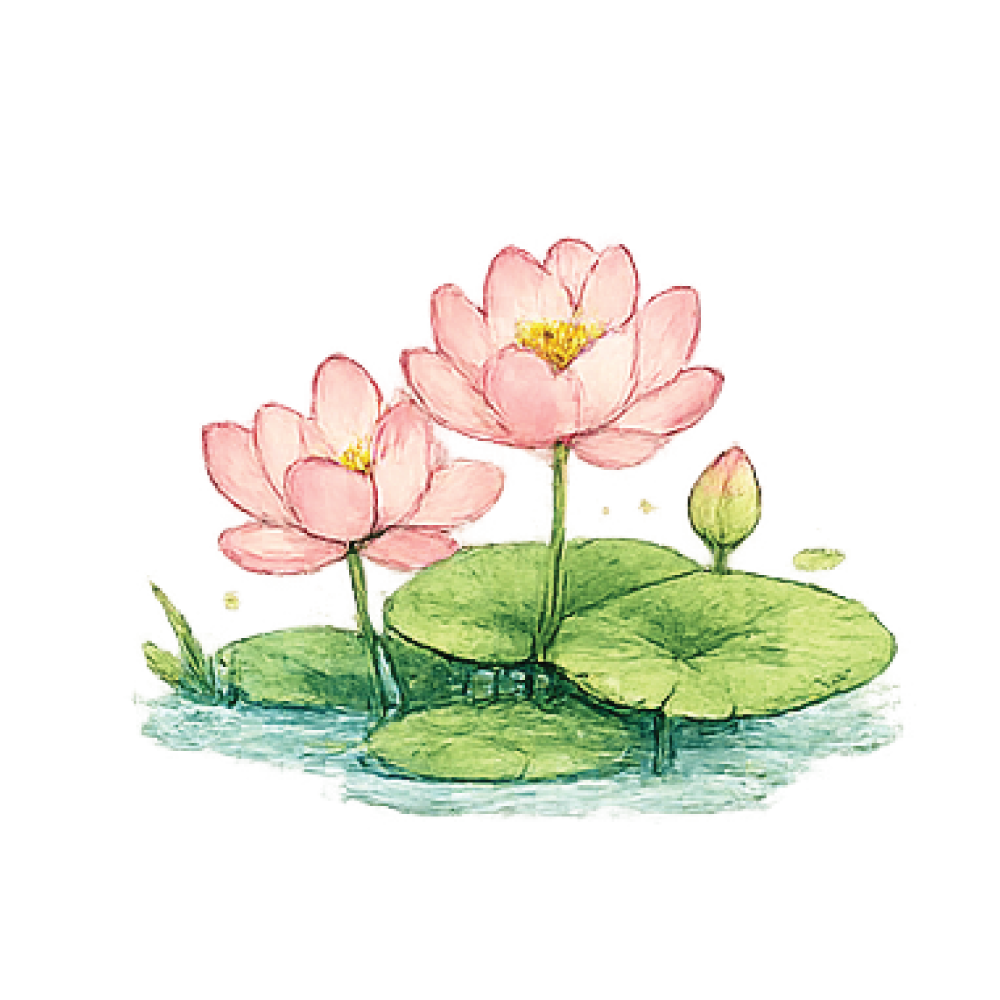 Lotus flowers on water