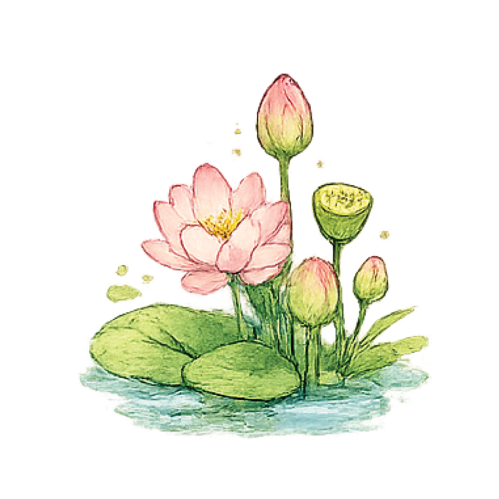 Lotus flower and buds